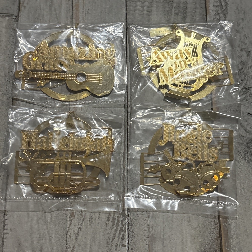 Hallmark 3-D Brass Christmas Song Ornaments 1988 Vintage, 4 Lot - NEW - Picture 7 of 11
